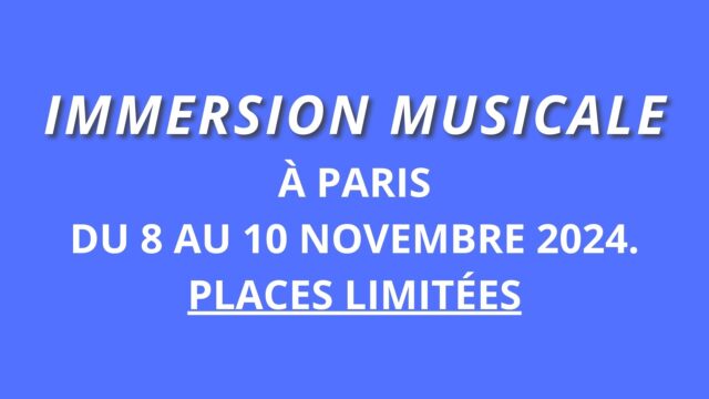 Immersion Musicale en Novembre 2024 à Paris